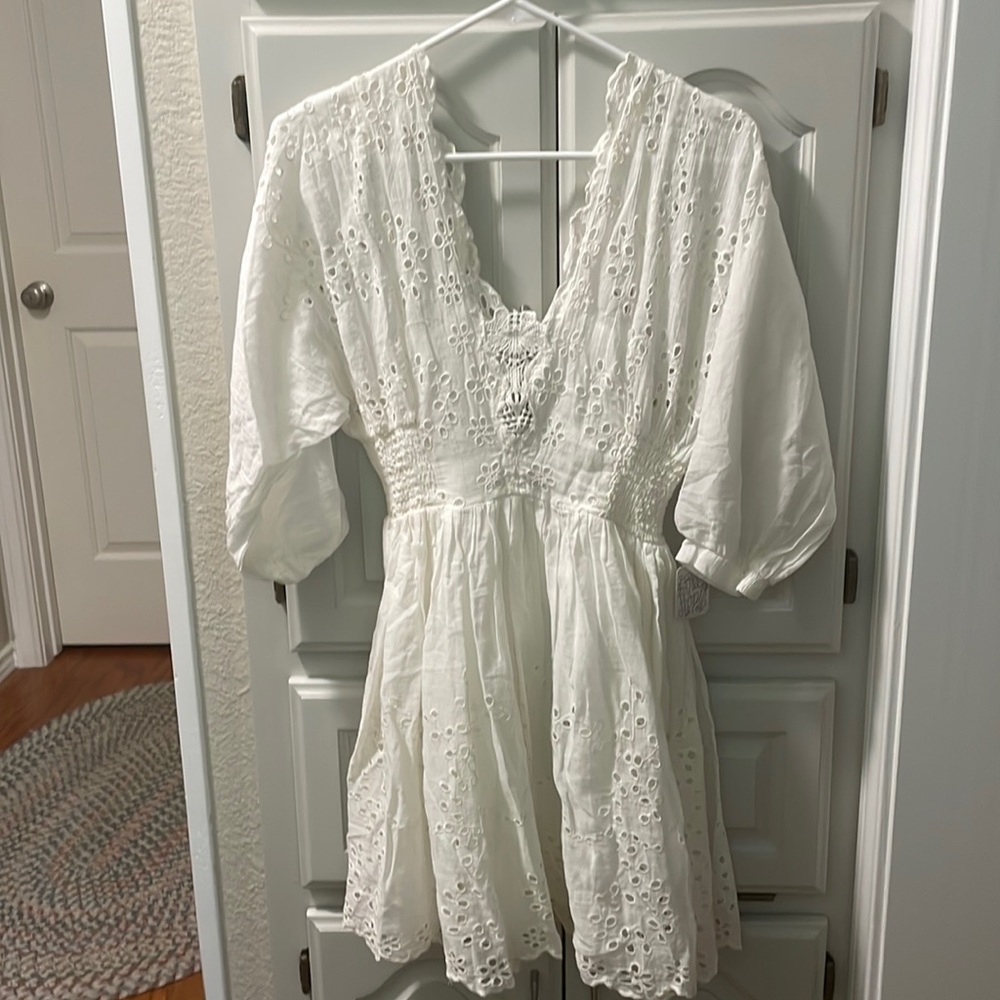 Free People White Eyelet Mini Dress